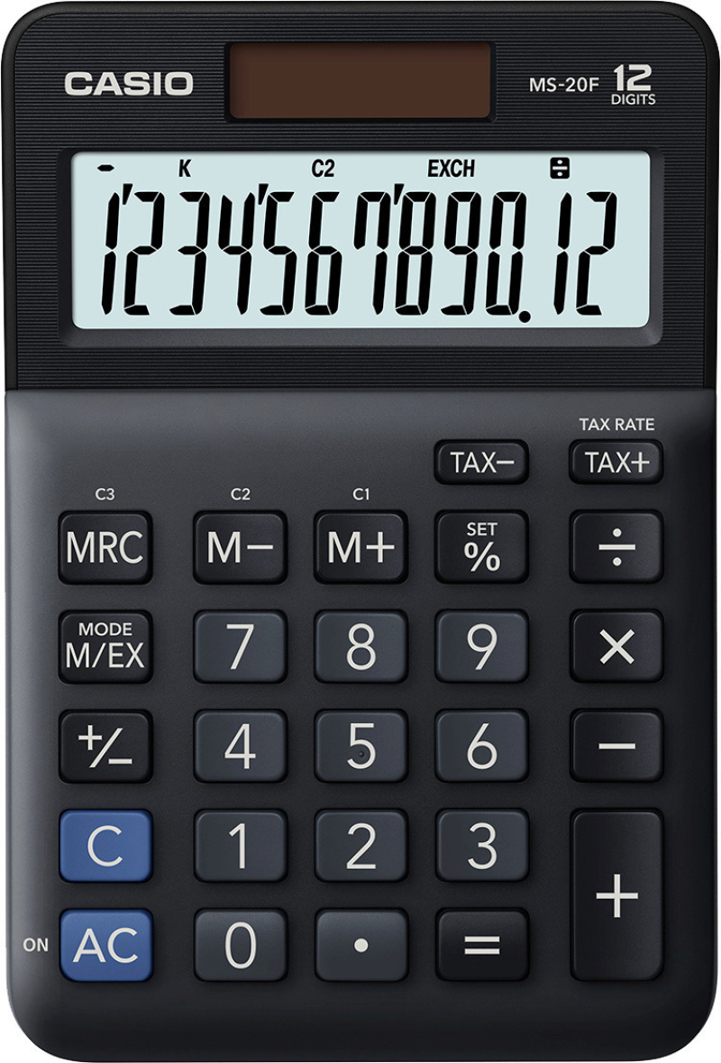 Αριθμομηχανή Casio αποφορολόγησης 12 ψηφίων MS-20F