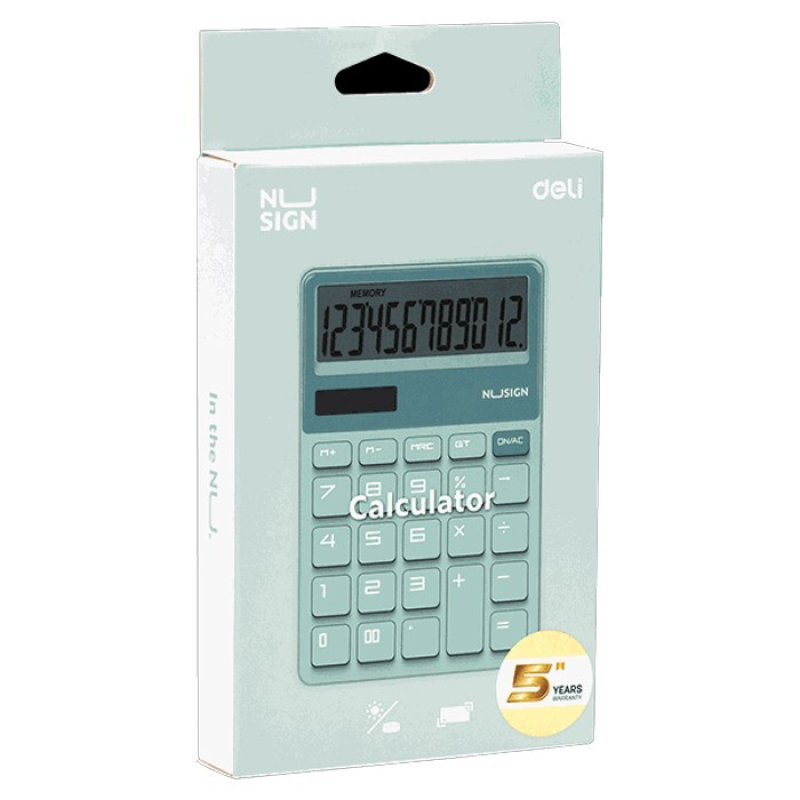 Αριθμομηχανή Deli 12 ψηφιών μπαταρίας/ηλιακό Pastel Green 16.4x10.6x1.8cm