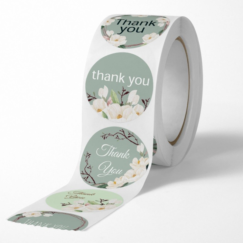 Αυτοκόλλητα Thank you pastel green ρολό 500 τεμ
