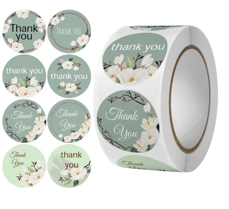 Αυτοκόλλητα Thank you pastel green ρολό 500 τεμ