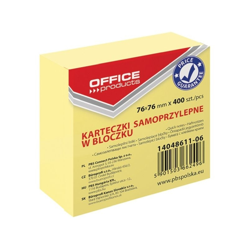 Αυτοκόλλητα χαρτάκια κύβος κίτρινος 76mm x 76mm