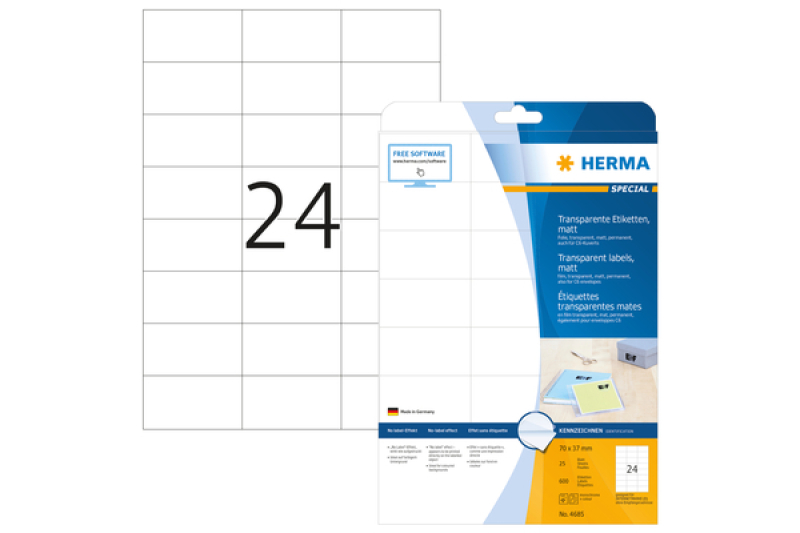 Ετικέτες αυτοκόλλητες Herma 70Χ37 mm Transparent
