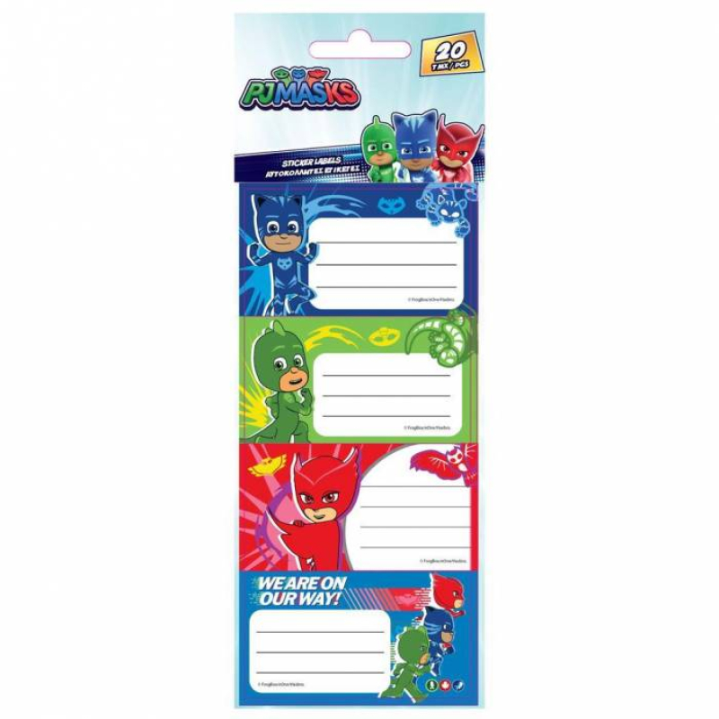 Ετικέτες αυτοκόλλητες Pj Masks 20τεμ 5 Φύλλα