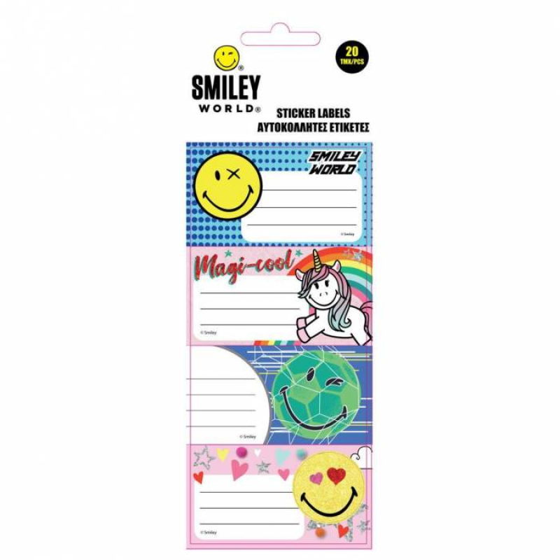 Ετικέτες αυτοκόλλητες Smiley 20τεμ 5 Φύλλα