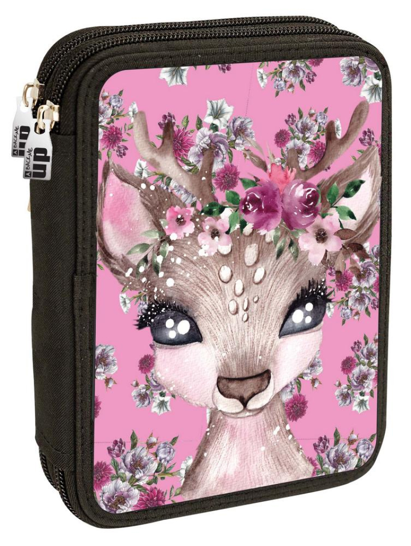Κασετίνα BMU Διπλή Τετράγωνη Γεμάτη Pink Deer