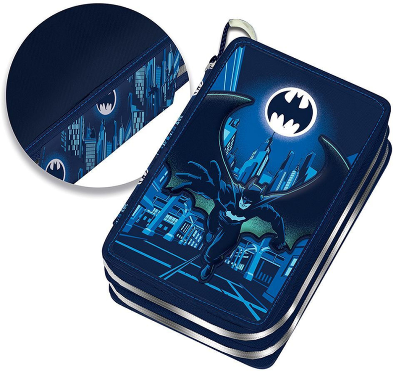 Κασετίνα Διπλή Τετράγωνη Γεμάτη   Batman Blue