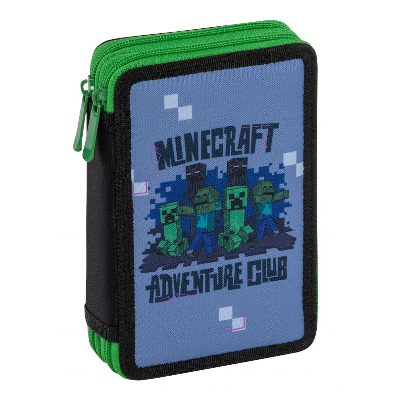 Κασετίνα Διπλή Τετράγωνη Γεμάτη Minecraft Grey