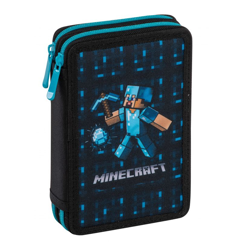 Κασετίνα Minecraft Black Διπλή Τετράγωνη Γεμάτη
