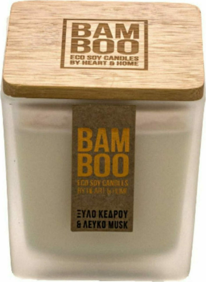 Κερί Bamboo Heart & Home Ξύλο κέδρου και λευκό musk 80gr