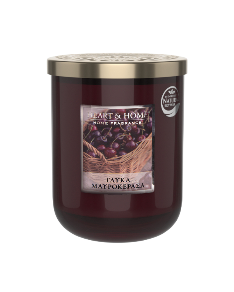 Κερί Heart & Home μεγάλο Γλυκά μαυροκέρασα 340gr