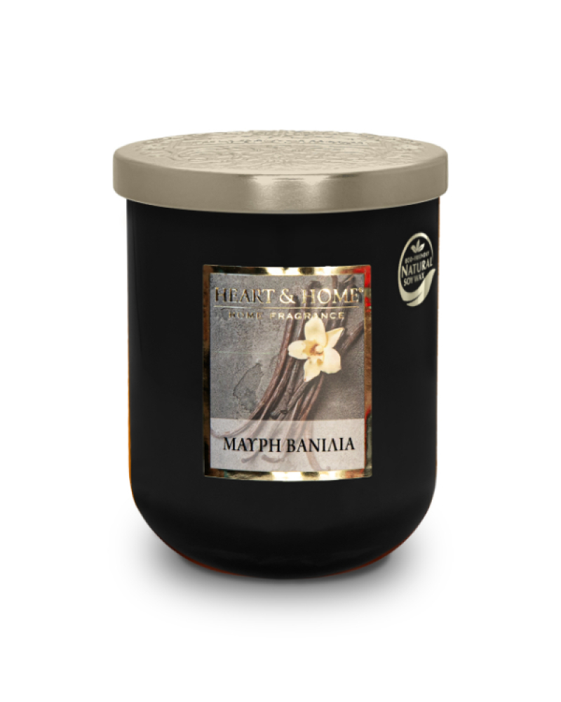 Κερί Heart & Home μεγάλο Μαύρη Βανίλια 340gr