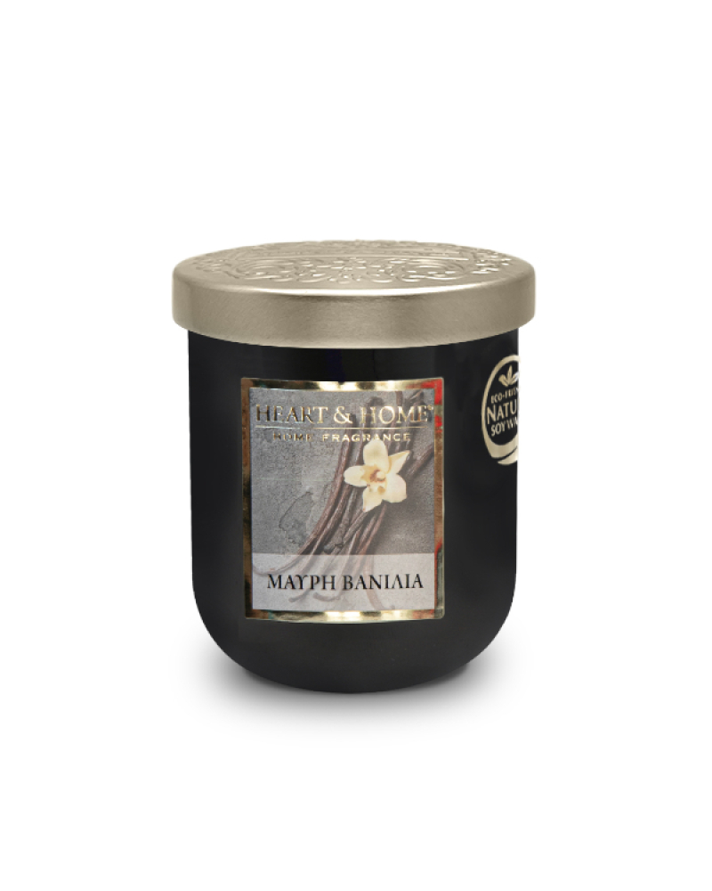 Κερί Heart & Home μεσαίο Μαύρη Βανίλια 115gr