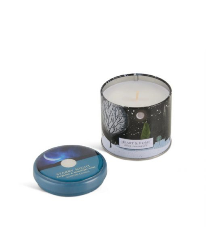 Κερί σε μεταλλικό βαζάκι Heart & Home Έναστρη Νύχτα 125g