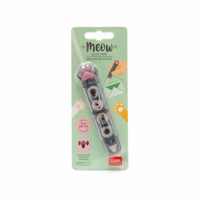 Κόλλα Legami Roller Meow Glue Tape Διάφανη Ταινία 6m για Χειροτεχνίες