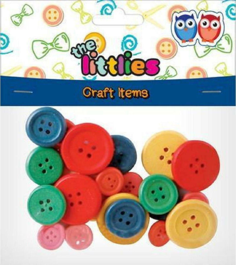 Ξύλινα κουμπιά The Littlies χρωματιστά 24τεμ.