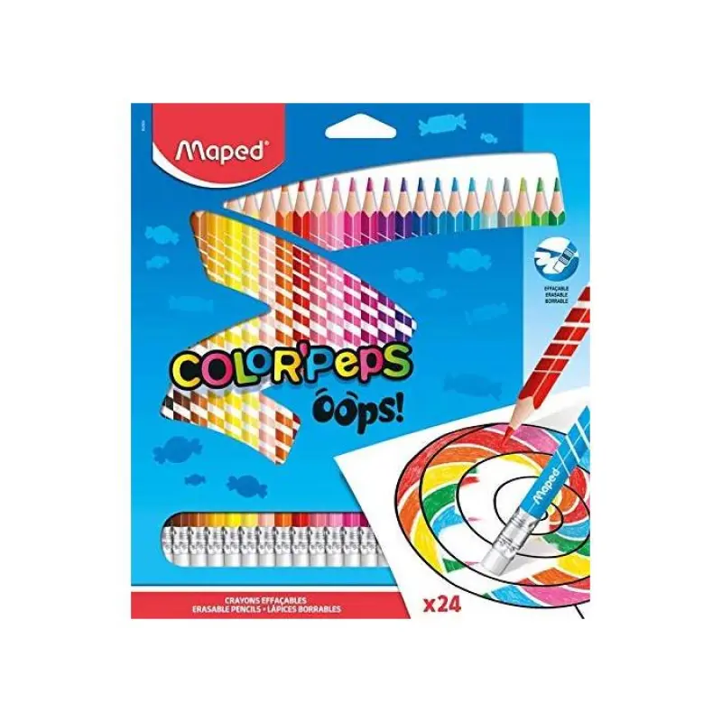 Ξυλομπογιές Maped Color Peps Oops με γόμα 24 τεμ. 832824