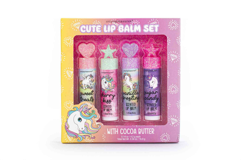 Lip balm Tri-Coastal με βούτυρο κακάο Unicorn 4τεμ.