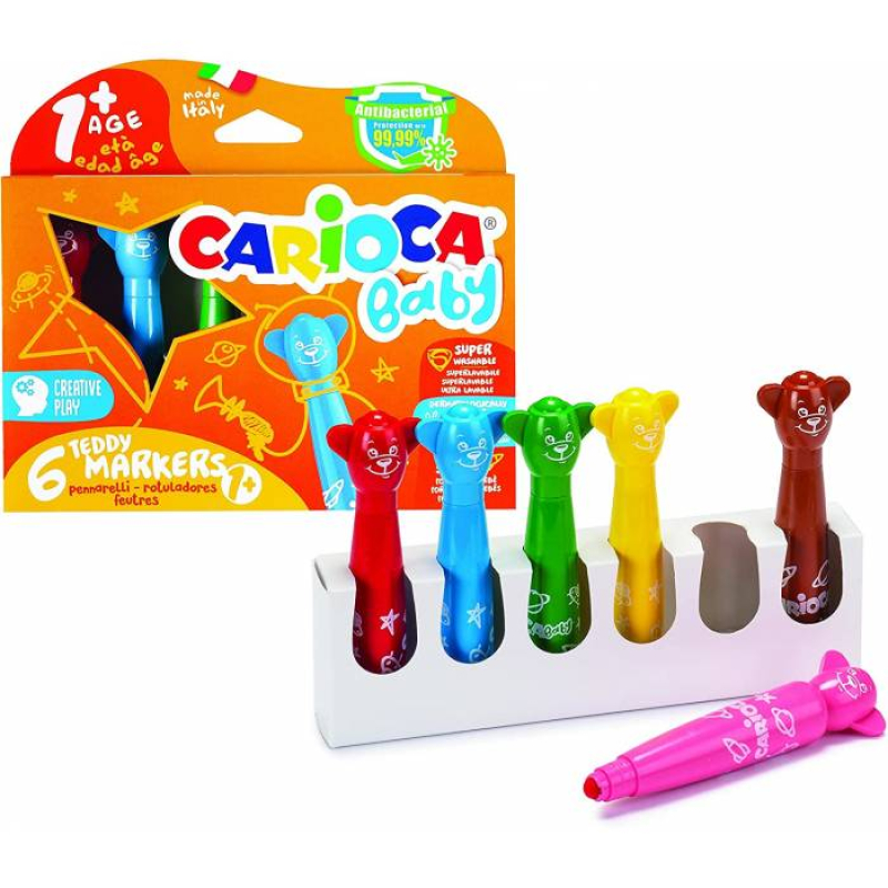 Μαρκαδόροι Carioca Baby Teddy 6 τεμ