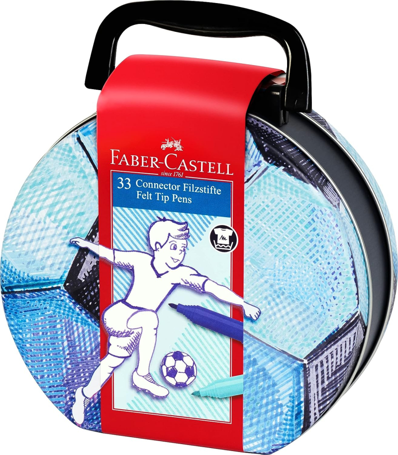 Μαρκαδόροι Faber Castell Connector σε μεταλλικό βαλιτσάκι Ποδόσφαιρο 33 τεμ