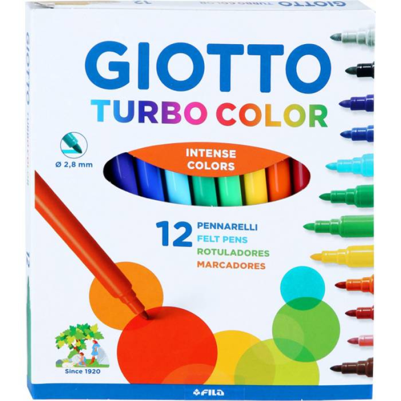 Μαρκαδόροι Ζωγραφικής Giotto Λεπτοί Turbo Color 12 τεμ.