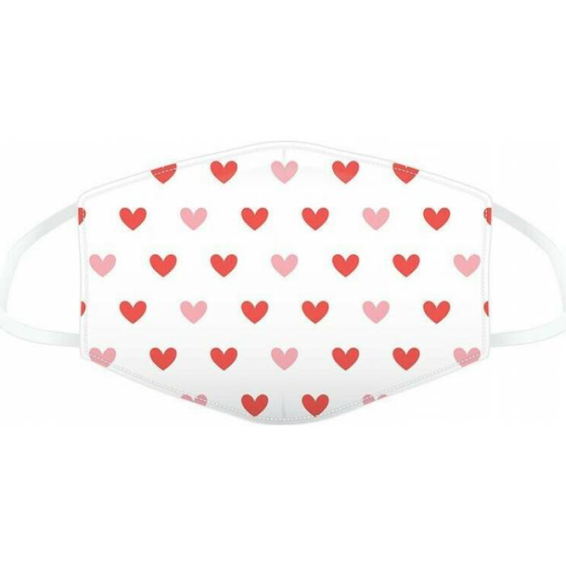 Μάσκα Puckator υφασμάτινη Red Hearts large