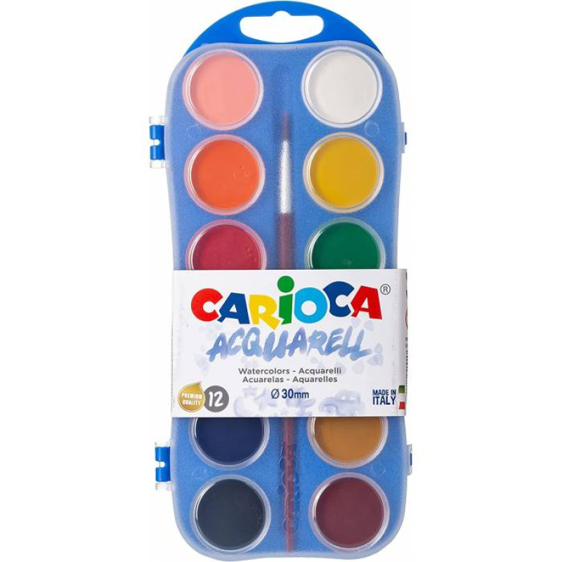 Νερομπογιές Carioca Acquarell με πινέλο 12 τεμ