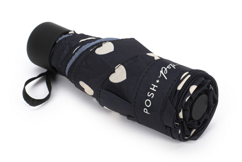 Ομπρέλα Tri-Coastal Black with white hearts 18cm