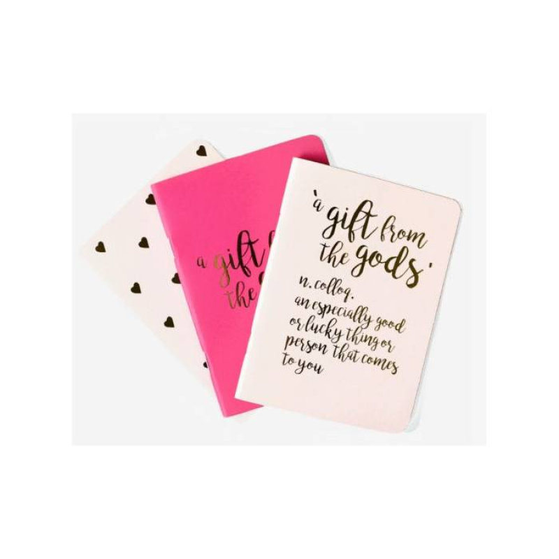 Σετ 3 σημειωματάρια AGFG Calligraphy & Hearts Pink
