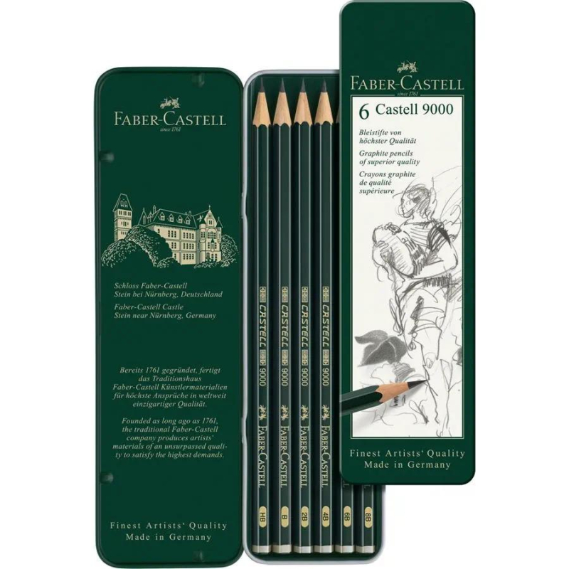 Σετ Faber Castell Design μολυβιών 9000 σε μεταλλική κασετίνα 6 τεμ