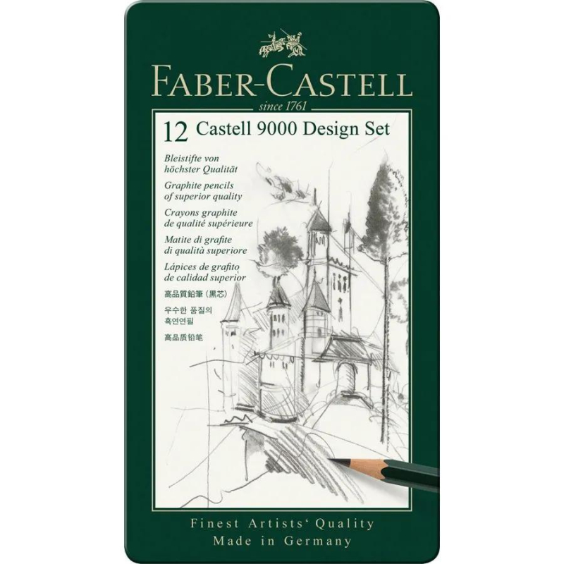 Σετ Faber Castell Design μολυβιών 9000 σε μεταλλική κασετίνα 12 τεμ