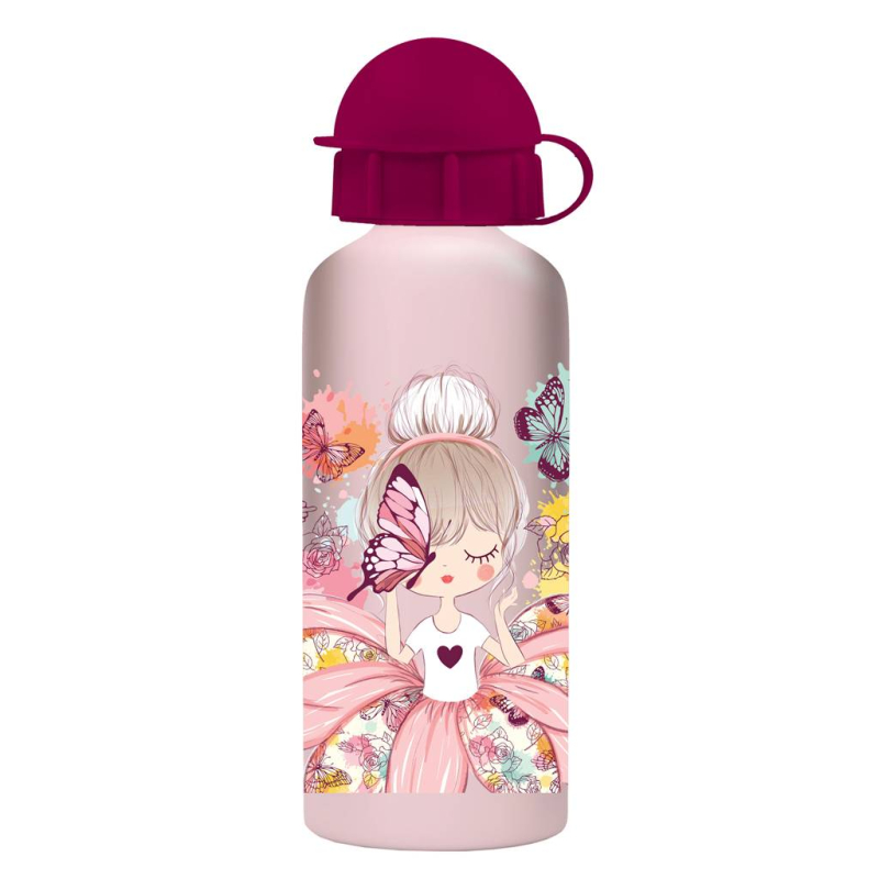 Σετ φαγητοδοχείο 800ml - παγούρι ανοξείδωτο 500ml Must Girl with butterfly