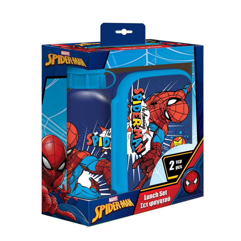 Σετ φαγητοδοχείο 800ml - παγούρι ανοξείδωτο 500ml Must Spiderman