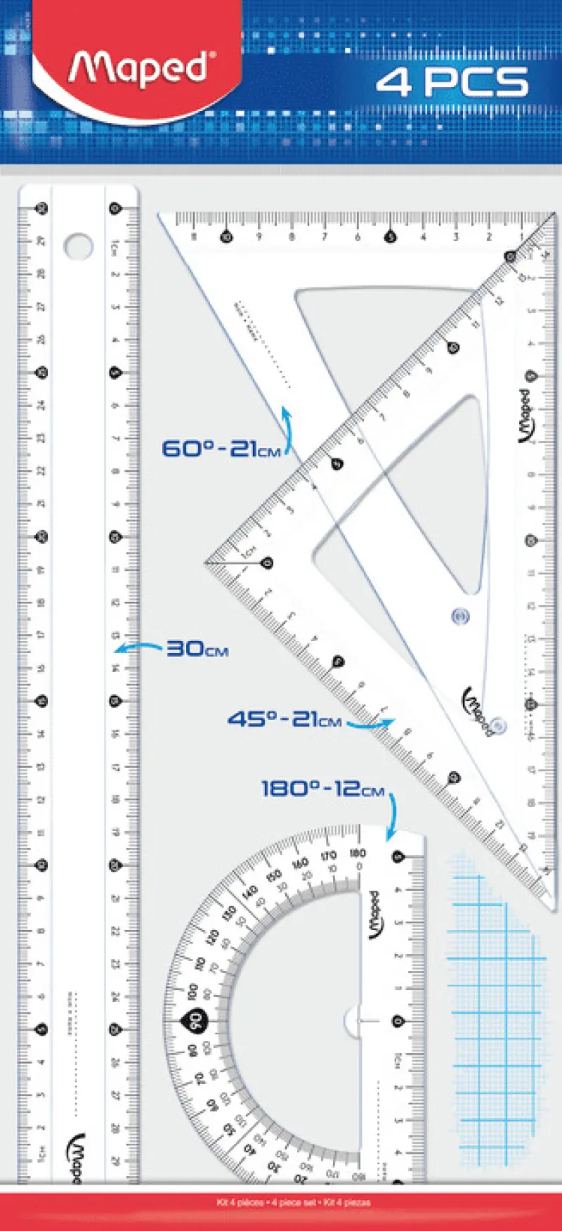 Σετ γεωμετρίας Maped Cristal 30 cm 4 τεμ
