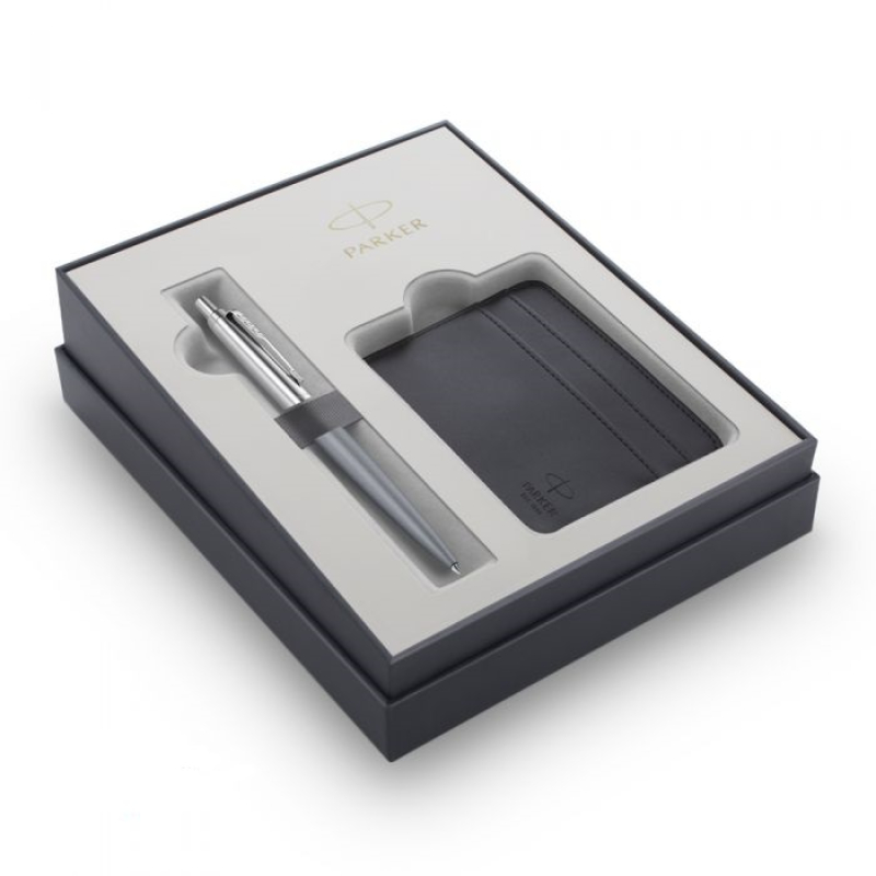 Σετ Jotter Parker XL Matte Grey CT με δερμάτινη θήκη καρτών