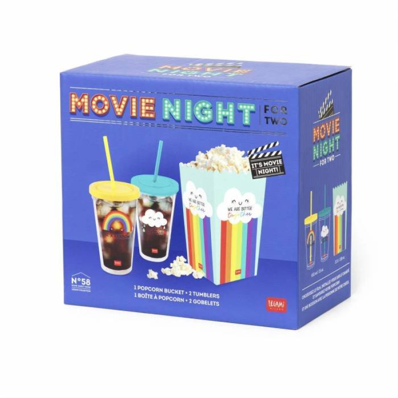 Σετ Legami Movie night for two με δοχείο για pop corn και δυο ποτήρια