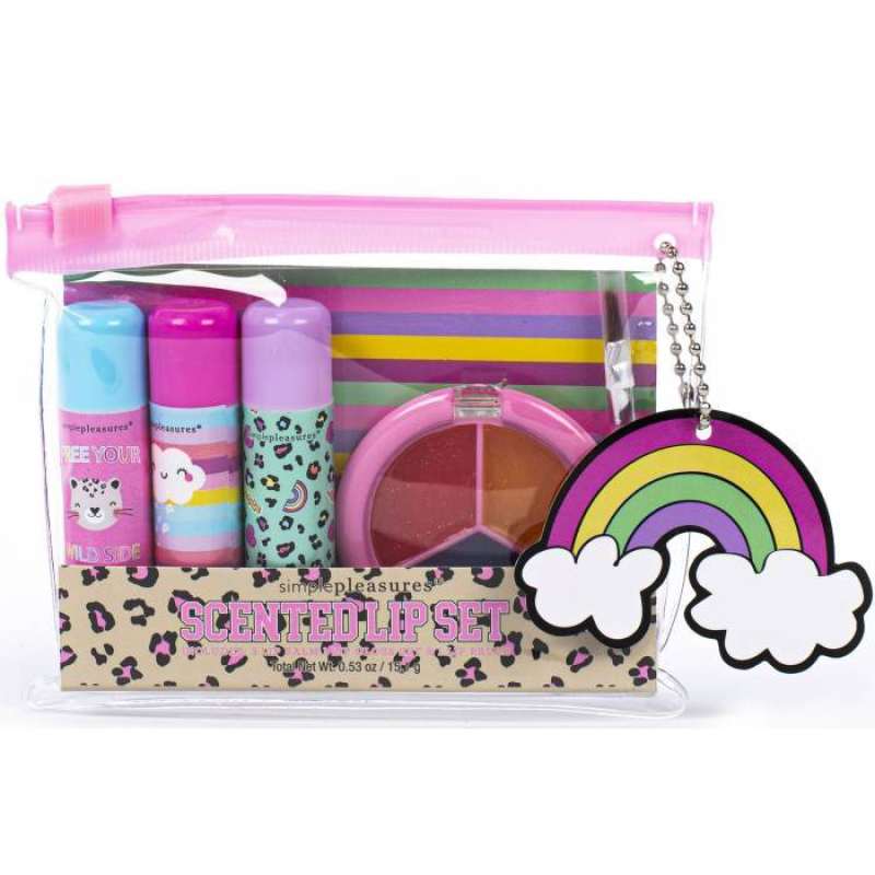 Σετ μακιγιαζ χειλιών Tri-Coastal με 3 Lip balm, 3 lip gloss και πινελάκι wild and funny