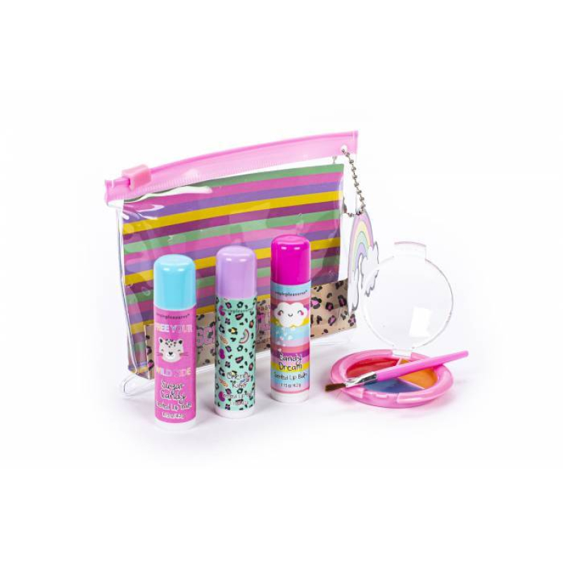 Σετ μακιγιαζ χειλιών Tri-Coastal με 3 Lip balm, 3 lip gloss και πινελάκι wild and funny
