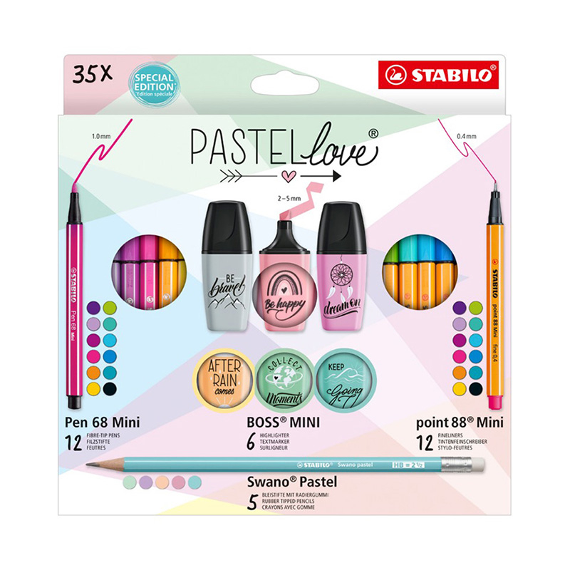 Σετ μαρκαδόροι Stabilo Pastellove 35τεμ (mini 68, 88, boss)