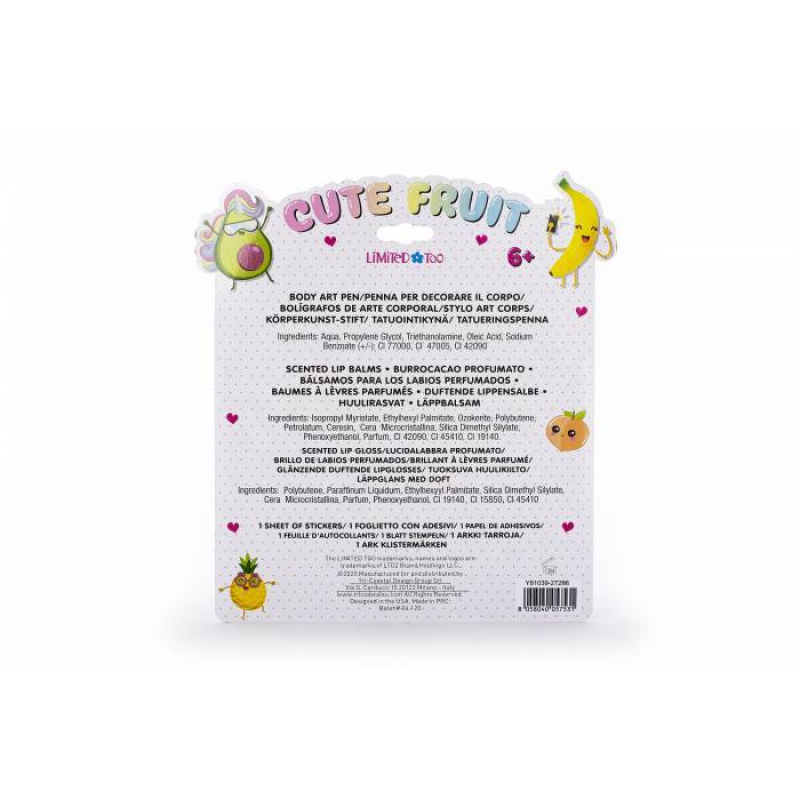 Σετ ομορφιάς Tri-Coastal με 2 lip balms, 2 lip glosses, 30 αυτοκόλλητα και έναν στυλό για το σώμα