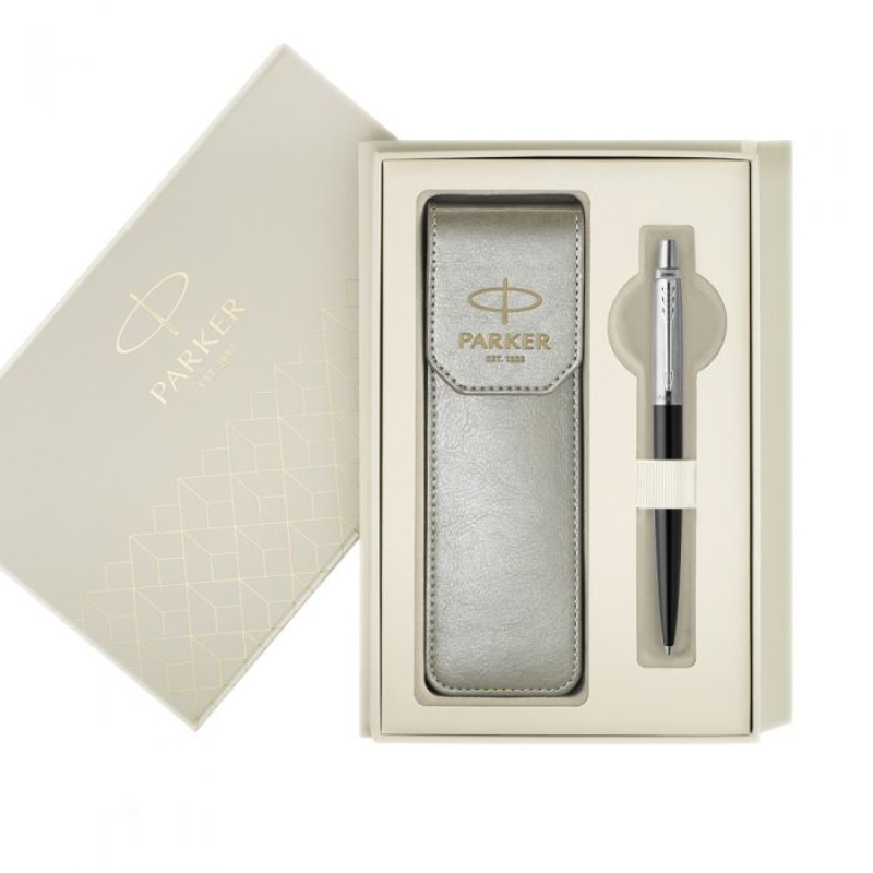 Σετ Parker Jotter Core Bond Street Black CT με γκρι θήκη