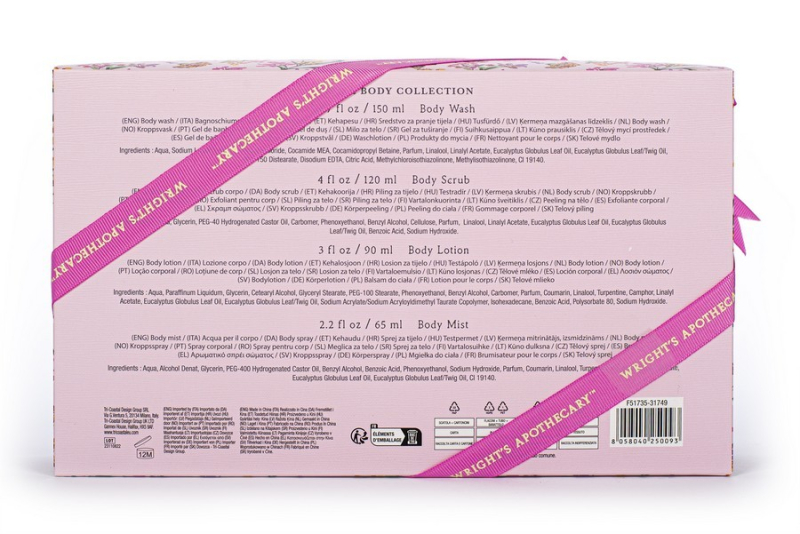 Σετ περιποίηση σώματος Tri-Coastal Rose mist 65ml, body lotion 90ml, body wash 150ml και body scrub