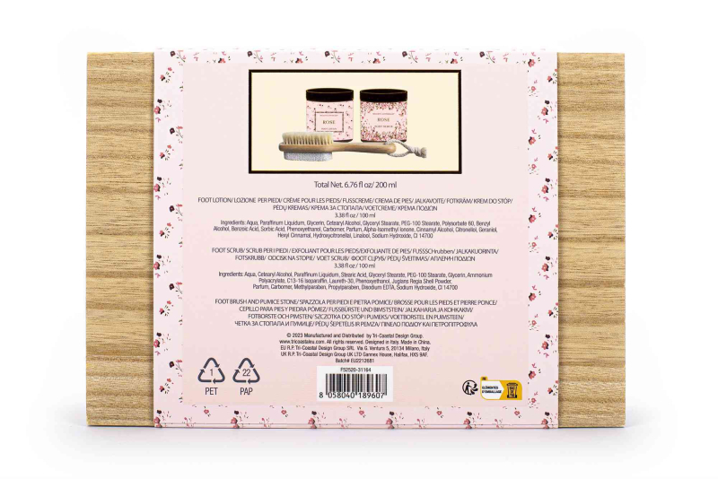 Σετ περιποίησης ποδιών Tri-Coastal με κρέμα ποδιών 100ml, scrub 100ml και βούρτσα με ελαφρόπετρα