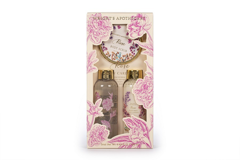 Σετ περιποίησης σώματος Tri-Coastal Rose με body lotion 100ml, shower gel 100 ml και scrub 50ml