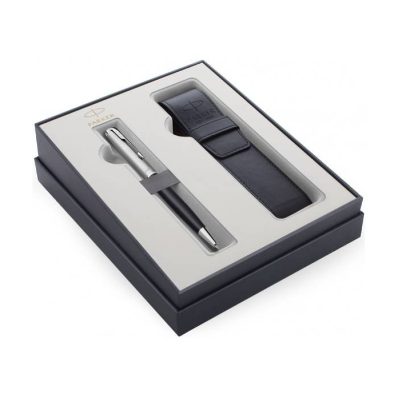 Σετ Στυλό Διαρκείας Parker Sonnet Essential Black CT με δερμάτινη θήκη