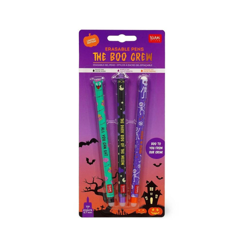 Σετ στυλό με γόμα Legami Limited Edition The Boo Crew 3τεμ.