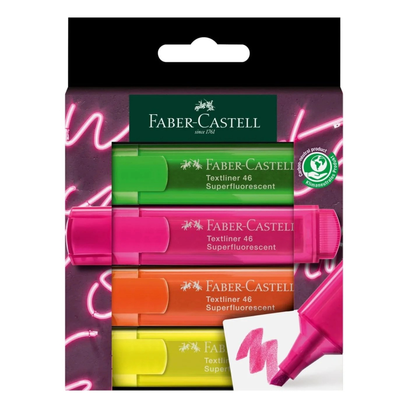 Σετ Υπογραμμιστές Faber Castell Neon TL46 3+1 δώρο