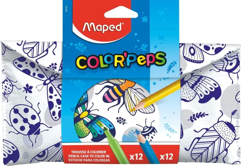 Σετ ζωγραφικής Maped Color Peps με κασετίνα υφασμάτινη και 12 τεμ μαρκαδόρους και 12 τεμ ξυλομπογιές