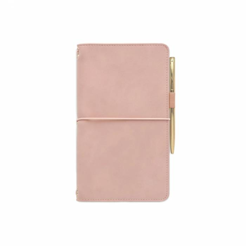 Σημειωματάριο Designworks Ink με στυλό Vegan Suede Folio Blush Pink