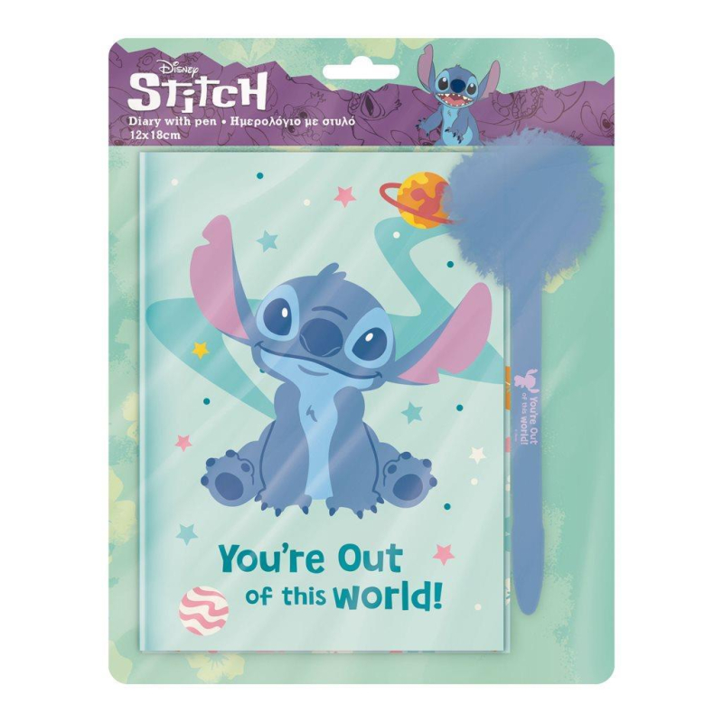 Σημειωματάριο Stitch με κλειδαριά και στυλό 12x18cm 60φ
