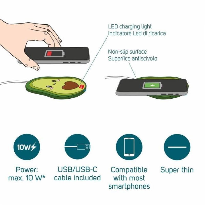 Smartphone Charger Super Fast Wireless Legami Avocado